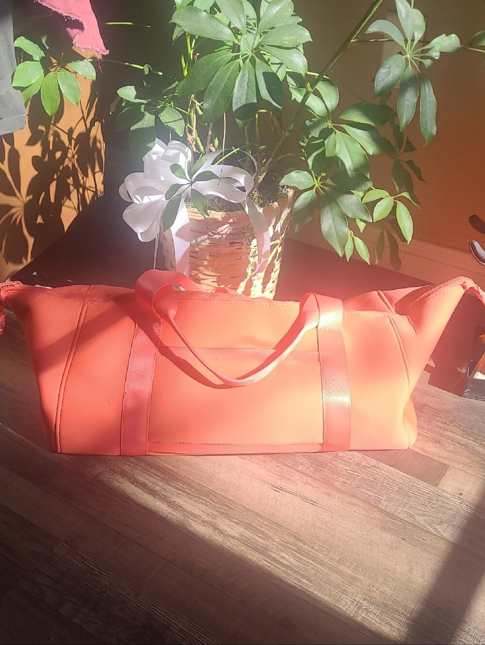 NWOT Orange/corral Weekender Tote Bag